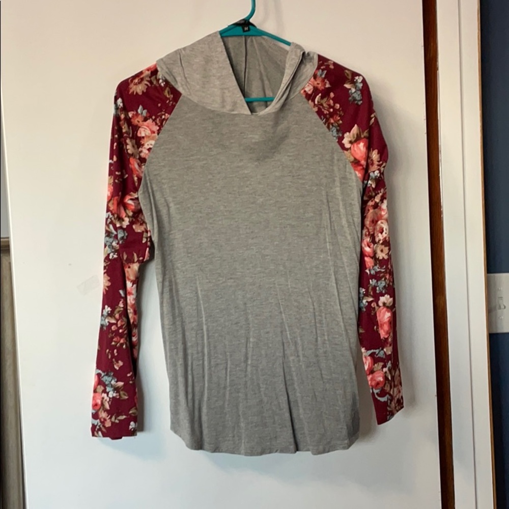 Floral Hooded Long Sleeve Shirt